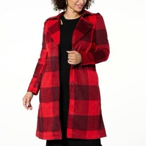 G by Giuliani Black Label Bold Red Check Trench Coat